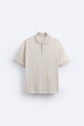 Gestructureerde Knitted Polo with Zip