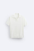 Classic Gebreid Poloshirt in White