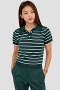 Striped Polo-Shirt in Donkergroen