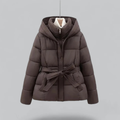 Sophia – Short Womand winter jacket Puffer with Belt & Hood