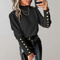 Cheryl™ Women Top with Gouden Knoopdetails