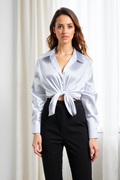 Florandtine | Elegant Long-Sleeve blouse in Silky Satin