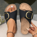 Grace | Women's Buckled Slip-On Sandals - Vegan Leather with Crossover Straps