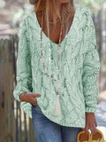 Carlijn™ Kabelgebreide Oversized Sweater with V-Neck