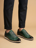 Men's Textured Leather Sneakers – Lace Up Casual