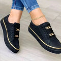 Michelle | Platform Sneakers - Vegan Leather With Chain Detail