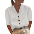 Retro-Chic Knopblouse with Geknoopte Voorkant
